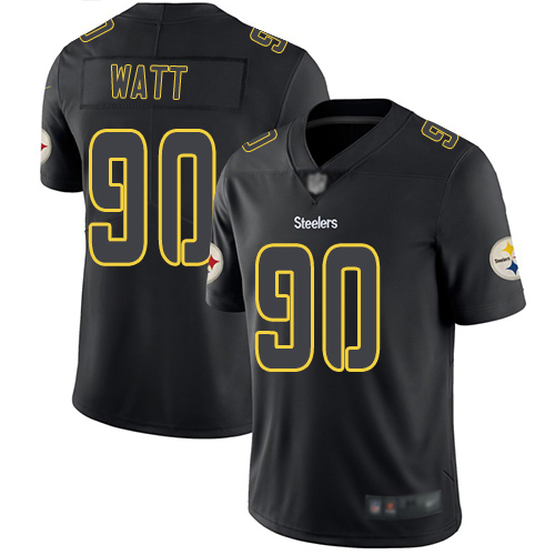 Men Pittsburgh Steelers Football #90 Limited Black T J Watt Rush Impact Nike NFL Jersey